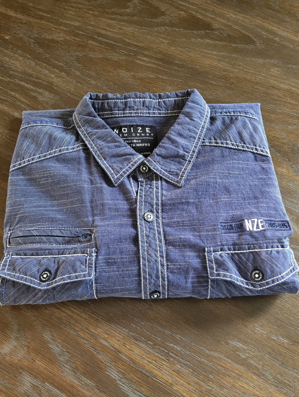 💣NOIZE Blue Vintage Button-Down Shirt For Men